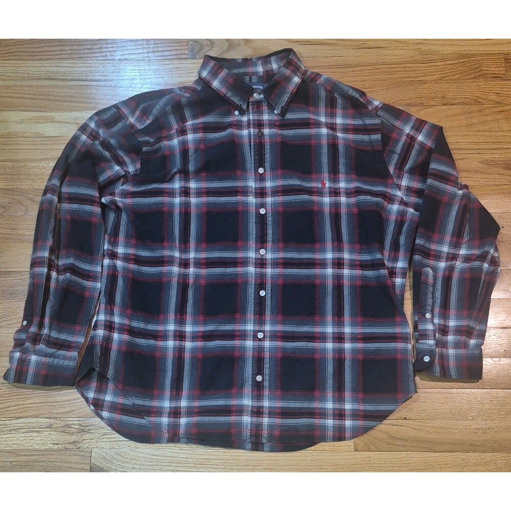 Ralph Lauren Plaid Flannel Button Down Shirt Mens Sz 2XB Red Black Classic Fit